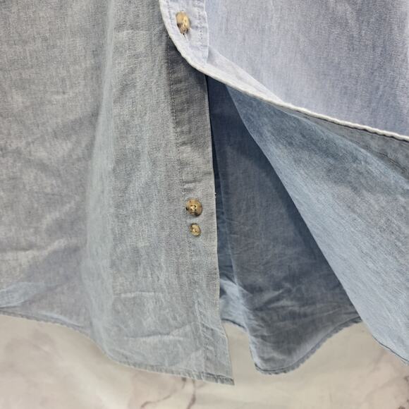 Carhartt Shirt Men Large Short Sleeve Button Up Denim Chambray Jean Collared - Picture 9 of 15